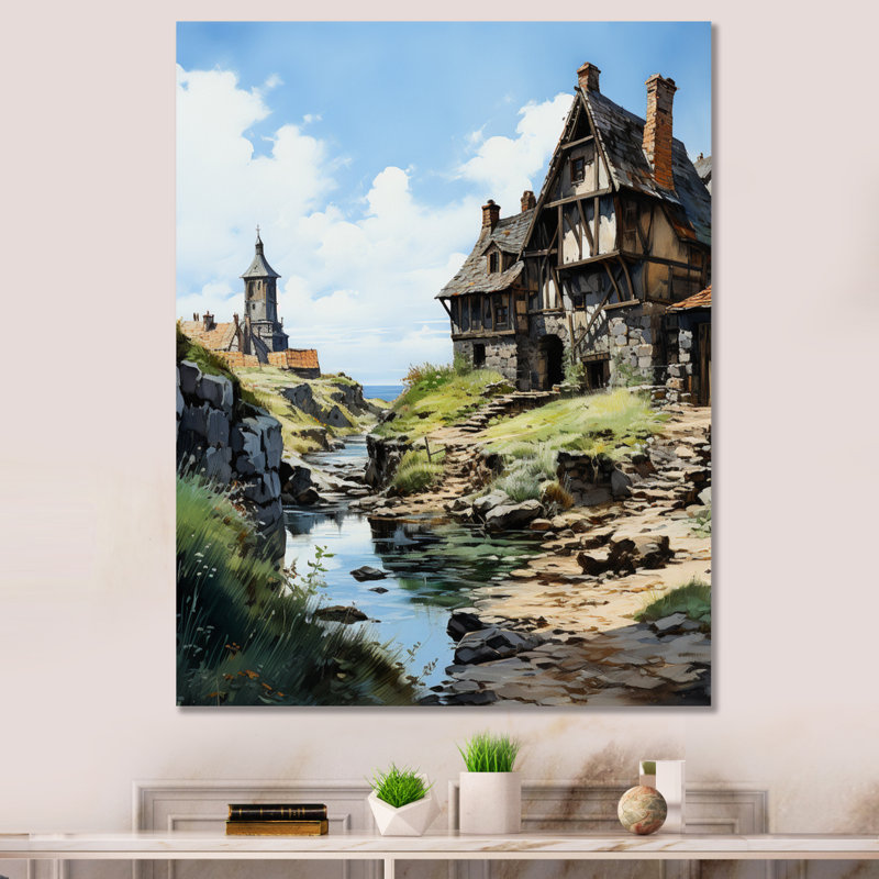 «French Coastal Village In Brittany III - France», reproduction d'art sur toile, Toile tendue, H 44 po x l 34 po x P 1,5 po