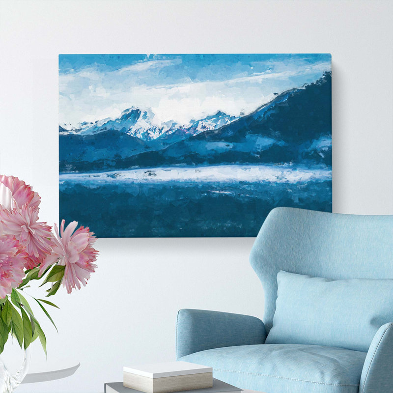 Snow Covered Mountains In Abstract - Wrapped Canvas Painting, 35cm H x 50cm W x 3cm D