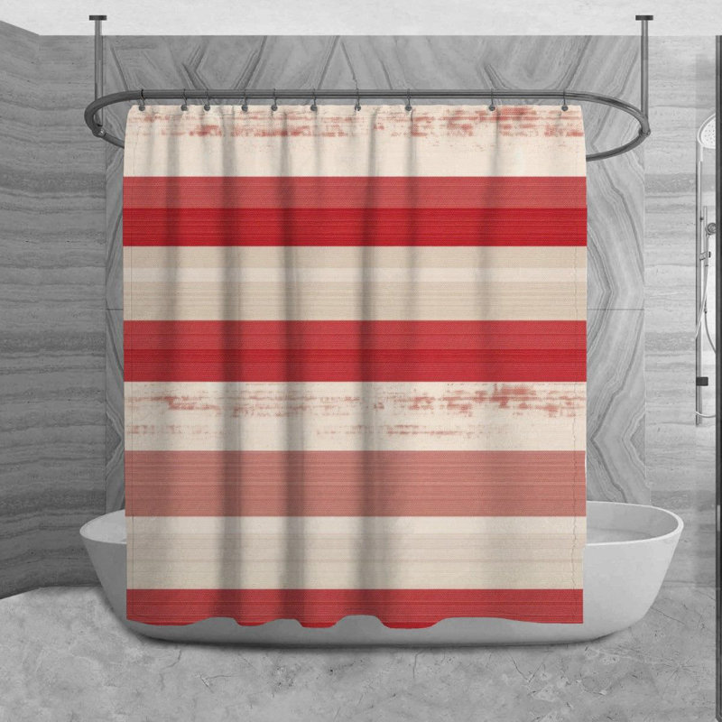 Rideau de douche Kristophor, Rouge / blanc, H 93 po x l 70 po