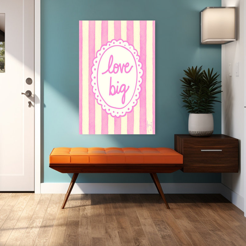 «Love Big», art mural contemporain abstrait, H 48 po x l 32 po