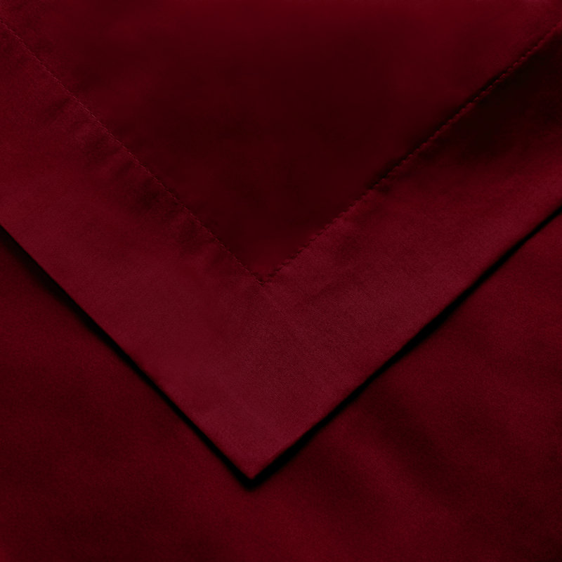 Arling Certified Egyptian Cotton Modern Solid 3 Piece Duvet Cover Set, Burgundy, Full/Queen Duvet Cover + 2 Standard Shams