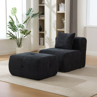 Fauteuil d'appoint modulaire Cloud sans accoudoirs avec ensemble de repose-pieds, canapé-lit simple à assise profonde désossée moderne pour plus de confort et de style dans n'importe quelle pièce