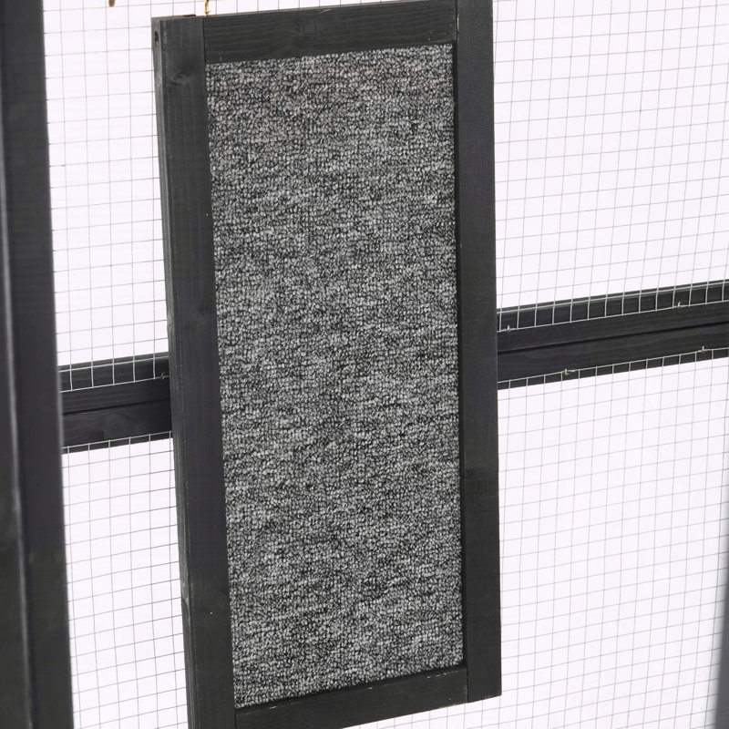 Outdoor Cat Enclosure Walk-In with Multiple Platforms, Two Condos, Scratching Post & Double Doors