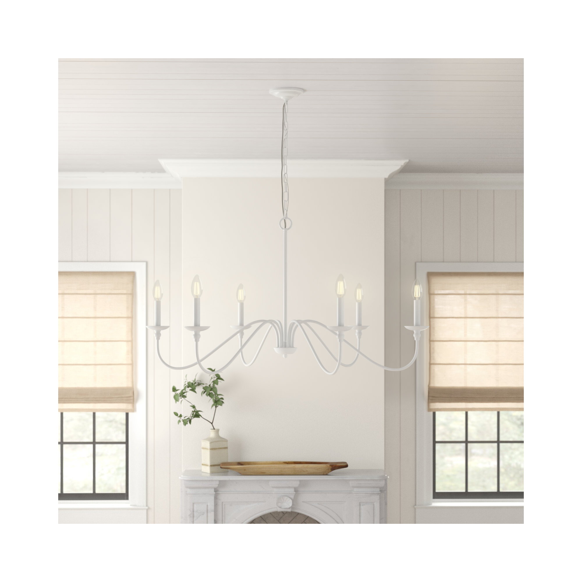 Ableton 6 - Light Candle Style Classic / Traditional Chandelier, Matte Black, 18" H x 30" W x 30" D