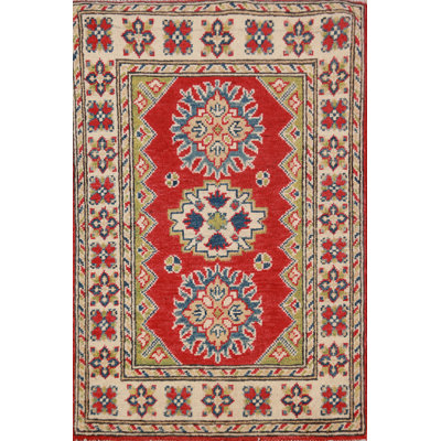 Tapis décoratif rouge Kazak 2 x 3