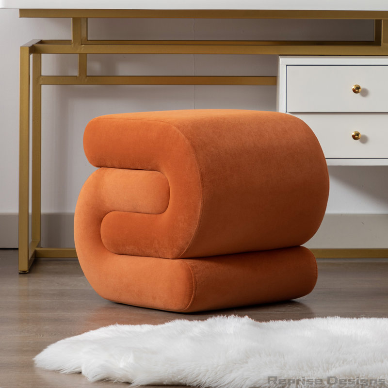 S-shape Ottoman Makeup Stool Footstool, Light Orange