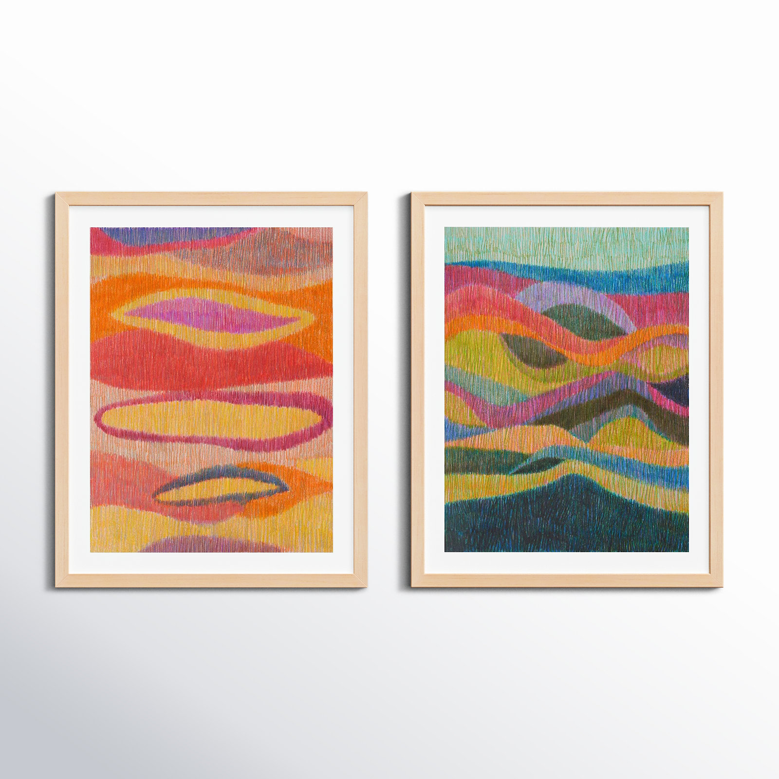 Merengue and Tango 2-Piece Painting Set, 38" H x 30" W x 1.25" D, Brown Framed