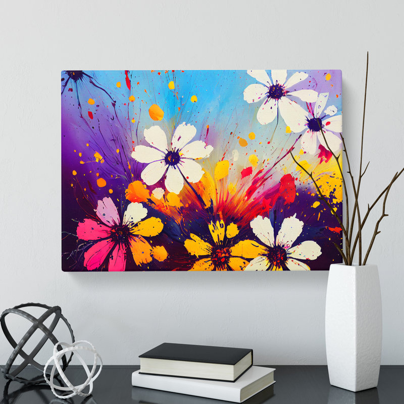 Wildflowers Splash Abstract - Wrapped Canvas