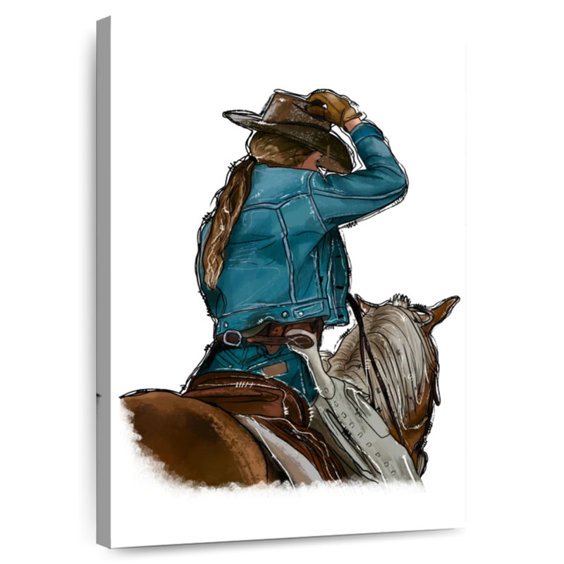 Fille et cheval Lelar, H 39 po x l 26 po