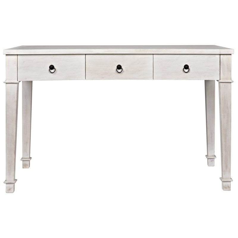 White Wash Solid Wood Writing Desk with Drawer