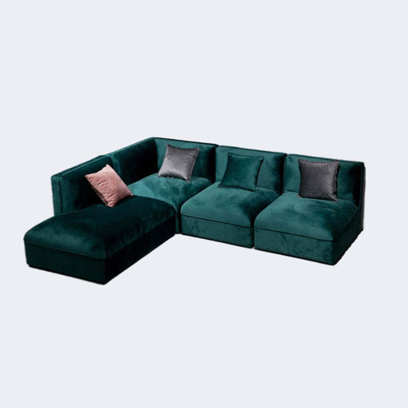 Dark green light luxury suede module sofa