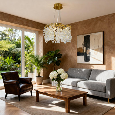 5 Light Dimmable Modern Crystal Chandelier, Tree Branch Pendant Ceiling Light Fixtures,