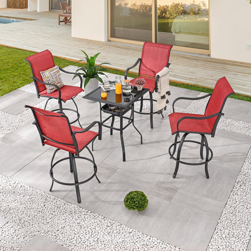 Ensemble bistro pour 4 personnes à hauteur de bar Motto Square, Rouge