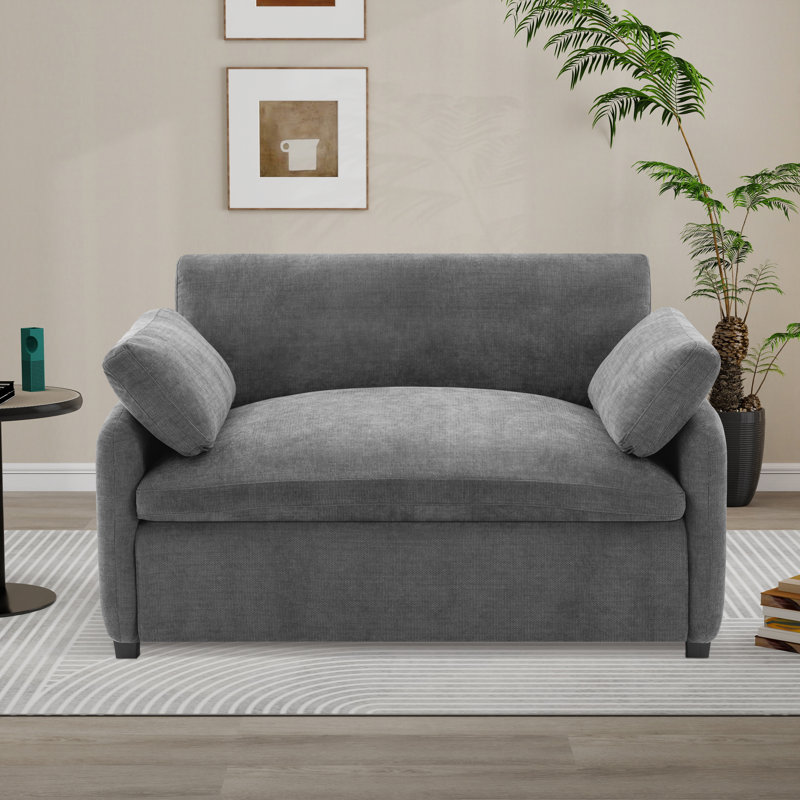 Fauteuil d'appoint moderne et surdimensionné en chenille, Gris