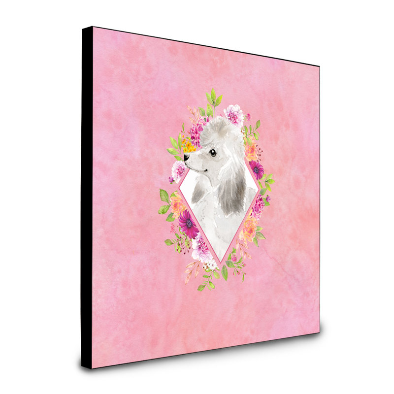 Panneau mural Dollman Flowers, Rose, Caniche standard gris clair