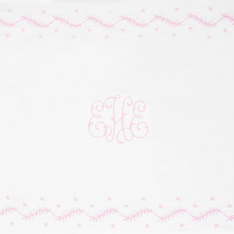 Drap pour lit de bébé brodé Blush