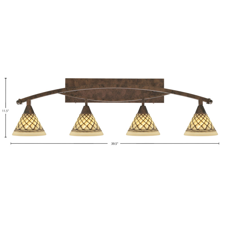 Eisenhauer 4 Light Bath Bar Shown With 7" Chocolate icing Glass, Bronze