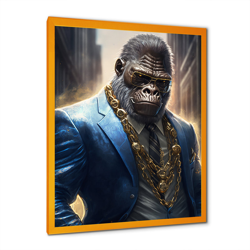 «Gangster Gorilla II», reproduction d'art sur toile simple, L 16 po x H 32 po, Or