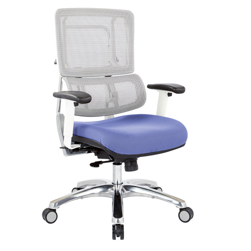 Chaise de travail ergonomique Pro-Line II, Aluminium poli, Ciel / blanc