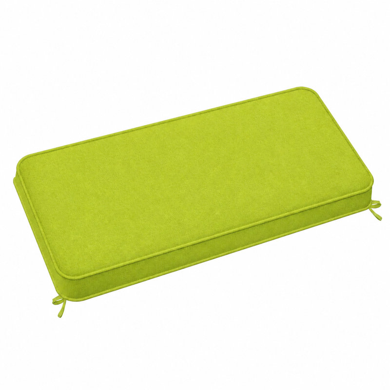 Coussin de banc antidérapant de 3 pouces de hauteur avec passepoil double et 2 attaches pour sièges de fenêtre, 22 po x 65 po
