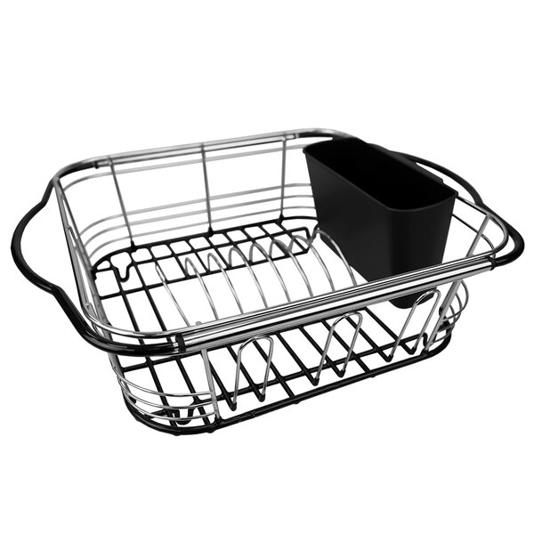Over The Sink Dish Drying Rack, Adjustable (26.8 to 34.6) Large Dish  Drying Rack for Kitchen Counter with Multiple Baskets Utensil Sponge Holder  Sink Caddy, 2 Tier Brown