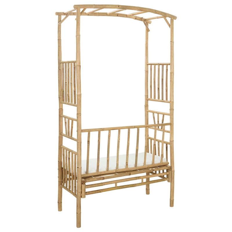  Garden Arch With Bench Natural Bamboo Outdoor Modern Seating Furniture