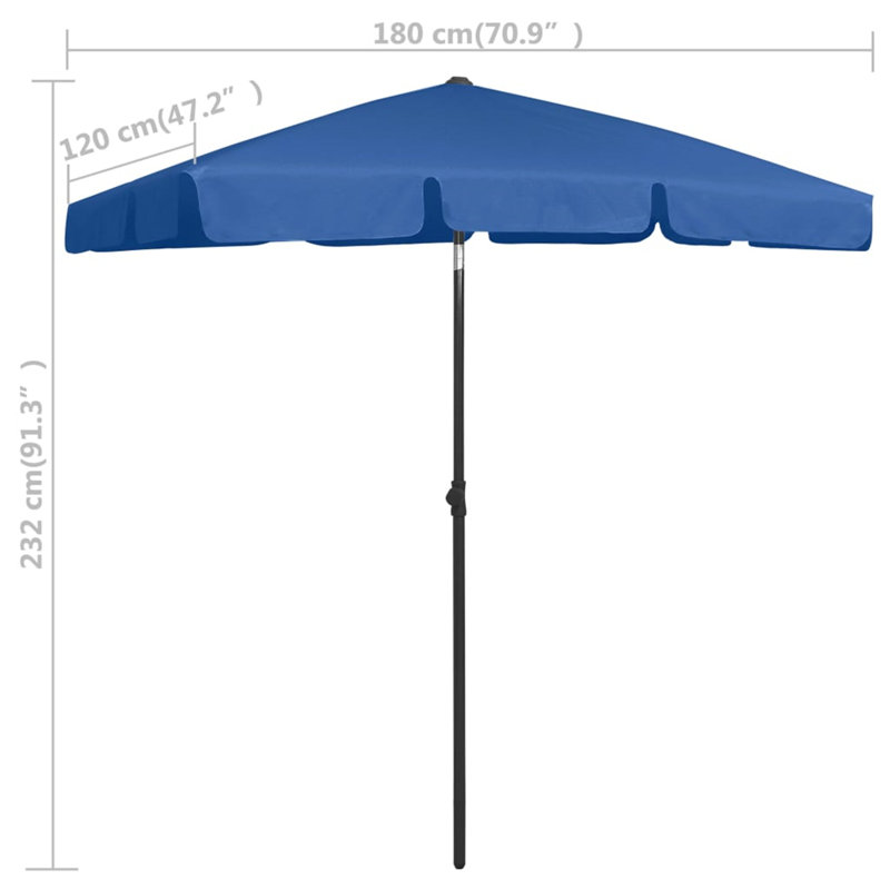 Caylee 180cm X 120cm Rectangular Beach Parasol, Blue