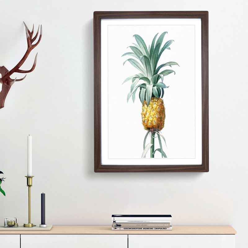 Pineapple Fruit by Pierre-Joseph Redoute - Picture Frame Painting Print, Walnut Framed, 36cm H x 27cm W x 2cm D