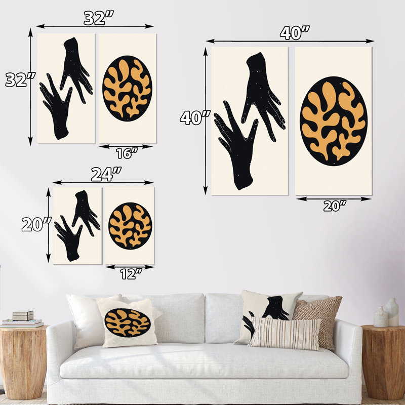 «Minimalistic Retro Color Primitive Shapes III», ensemble de 2 impressions, Toile tendue, H 20 po x l 24 po x P 1 po