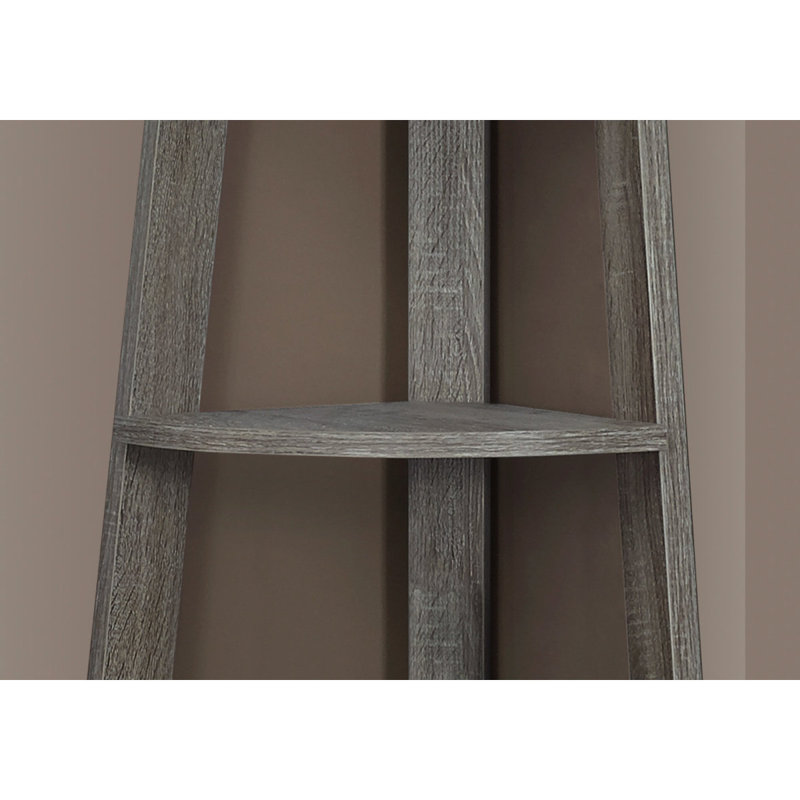 Bibliothèque en bois polyvalente étagère d'angle à 5 niveaux idéale pour la chambre de bureau et plus, Taupe