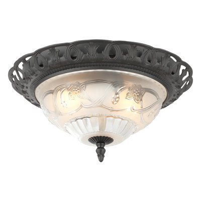 Catherine Traditional and Classic Ornate and Floral Glass Flush Ceiling Light Fitting