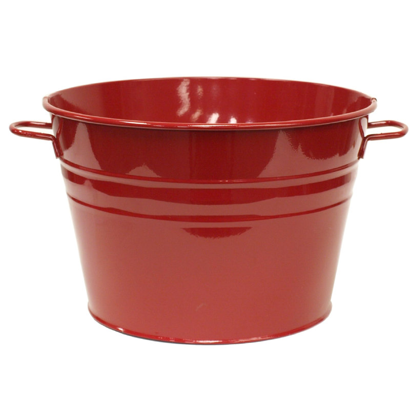 Bac à fleurs en acier émaillé galvanisé., Rouge, H 12 po x l 15 po x P 15 po