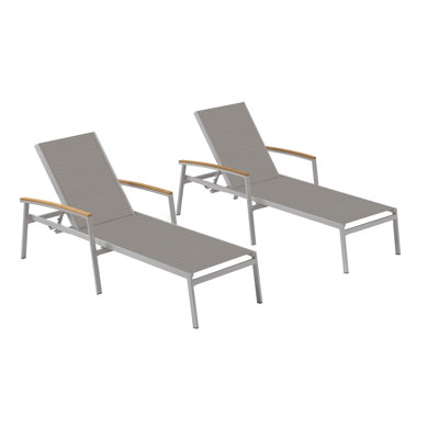 Travira 80" Long Reclining Chaise Lounge Set by Oxford Garden