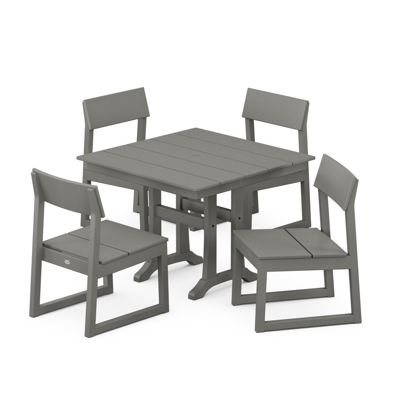 Ensemble de salle à manger rectangulaire pour 4 personnes 37,63 po Edge, Gris ardoise