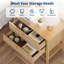 Ensemble de 2 tables de chevet en rotin – Style bohème champêtre, avec 2 tiroirs et une étagère ouverte, en bois de cerisier