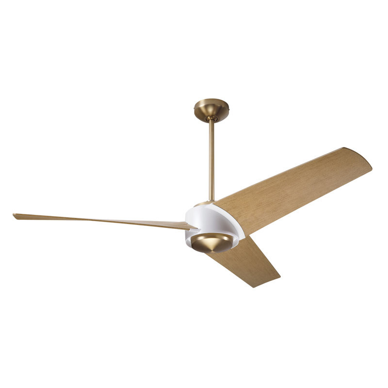 Ambit 56'' Ceiling Fan, Maple, Satin Brass/Matte White, Wall/Remote Combo Controls