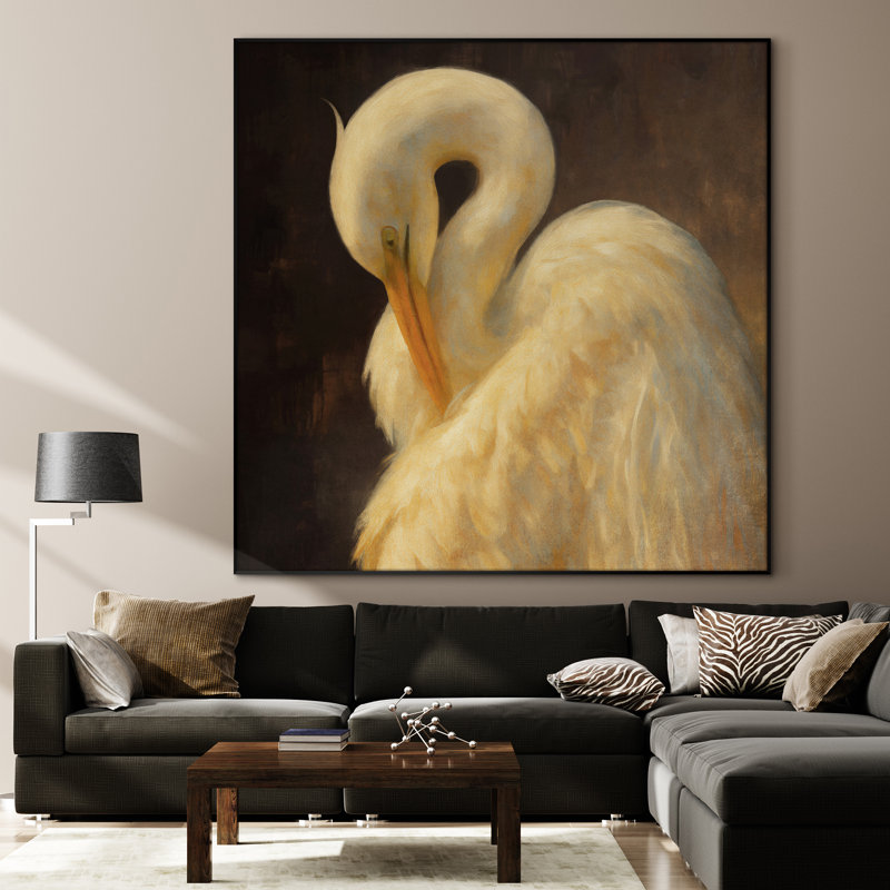 Très grande reproduction d'art sur toile - cygne blanc gracieux, oiseau élégant, faune, œuvre d'art, décor pour le salon ou la chambre à coucher