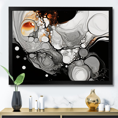 Grey and black liquid ink fusion II - Abstract Line Art Wall Art