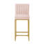Modern Bar Stools, Pink Velvet 27 Inch Seat Gold Metal For Kitchen Home