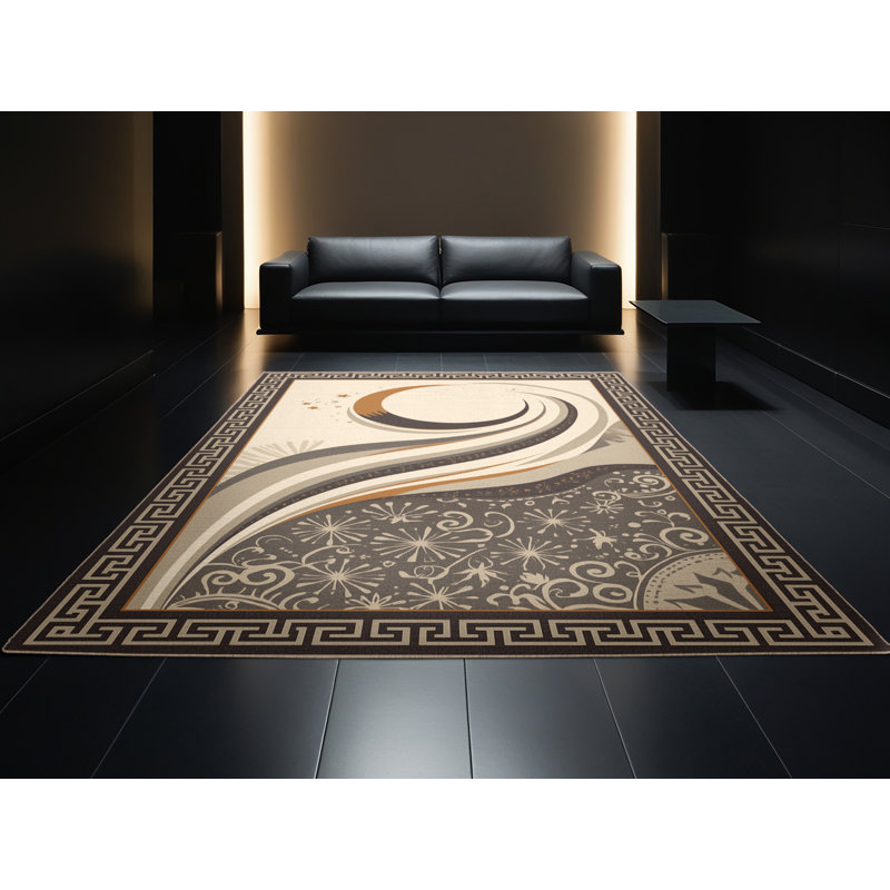 Tapis moelleux moelleux moelleux moelleux et luxueux brun et beige, 8 x 10