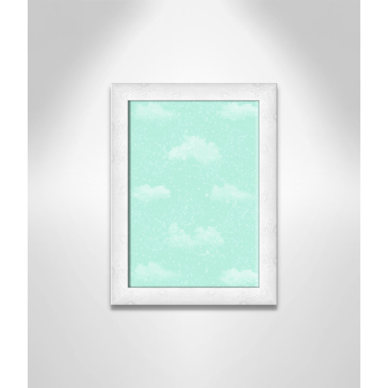 Art unique de nuages scintillants, H 16 po x l 12 po x P 0,625 po, Encadré plat à grain de bois blanc