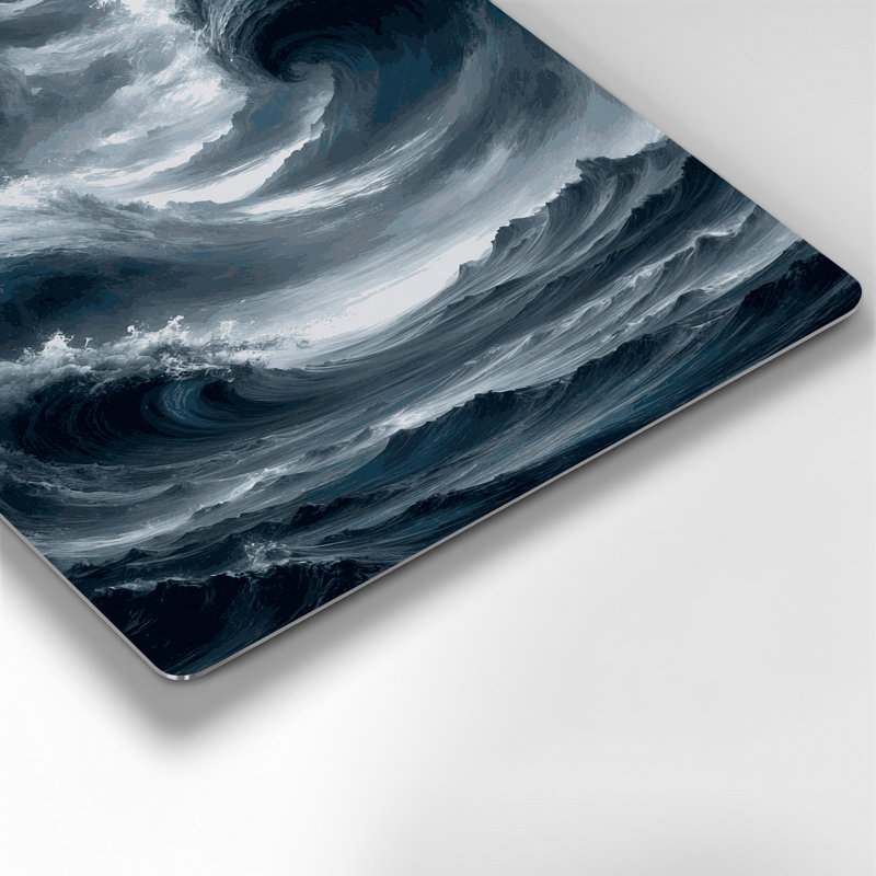 Paysage abstrait 36, art mural en métal bleu, H 12 po x l 18 po