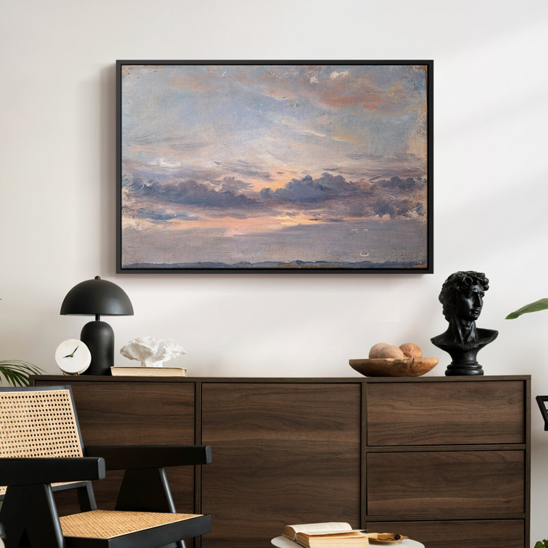 Étude de nuages, coucher de soleil, v. 1821-1822 - John Constable - Toile tendue avec châssis encadrée, 24 po x 36 po, Noir