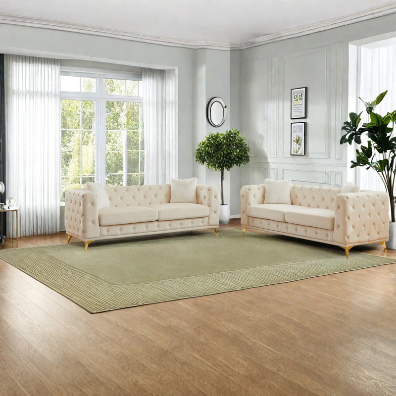 Compression Sofas Set, Velvet 3 Seater Combo, Modern Home Lounge