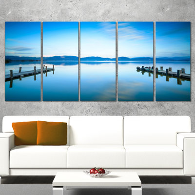 Two Wooden Piers in Blue Sea 5 Piece PWall Art on Wrapped Canvas Set -  Design Art, PT8370-401