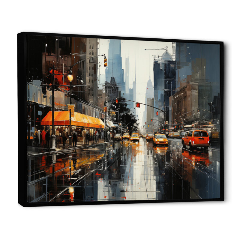 Cityscape Collage II sur toile, H 12 po x l 20 po x P 1 po, Cadre flottant noir