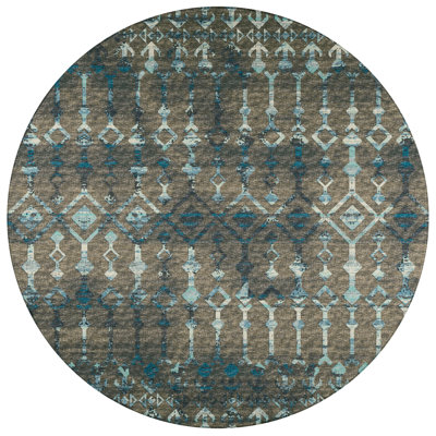 Tapis ikat bleu / brun Ardyth