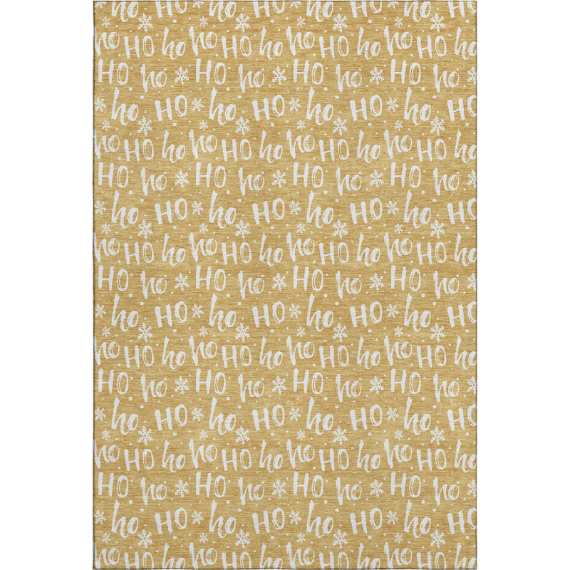 Premium Machine Washable Dockside AMF1814 HoHoHo Snowy Christmas Rug, Rectangle 3' x 5'