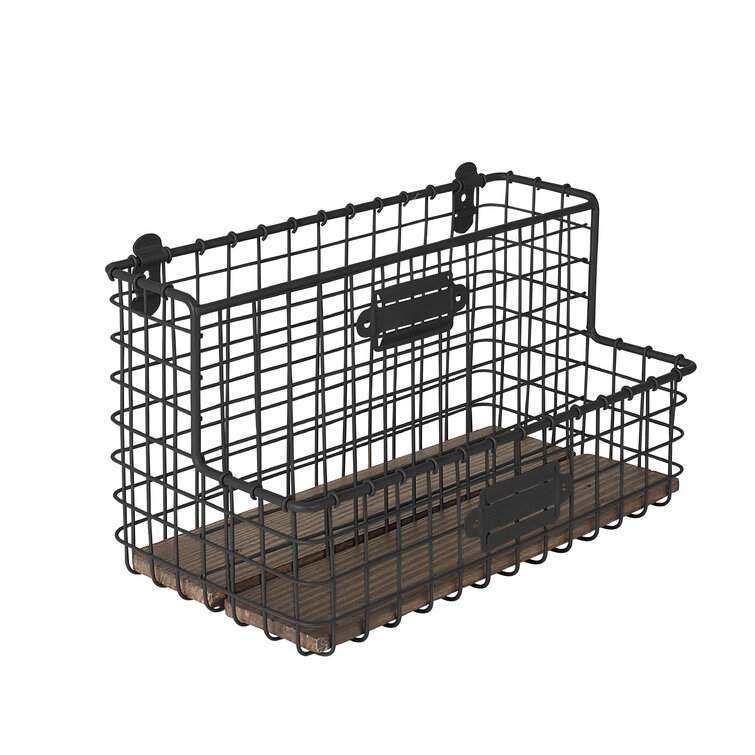 Junis Metal Basket Wall Organizer with Hooks - Joseph's Woodwork Co.