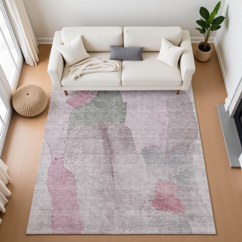 Premium Machine Washable Mouton Abstract Rug, Rectangle 3' x 5'